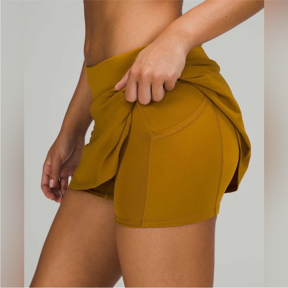 Lululemon | LIKE NEW | Play Off The Pleats Mid Rise Skirt | Gold Spice | Size 8 - Picture 2 of 12